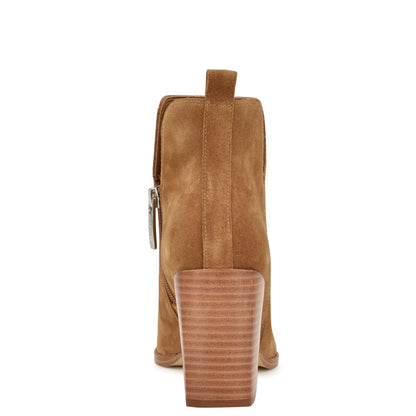 Birds Block Heel Leather Booties