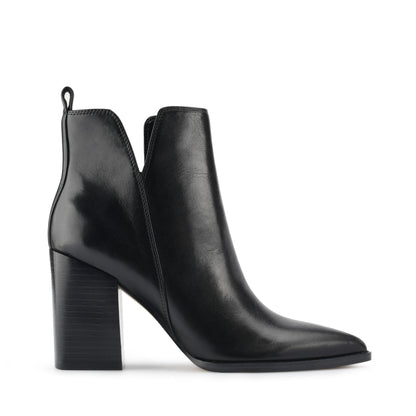 Birds Block Heel Leather Booties