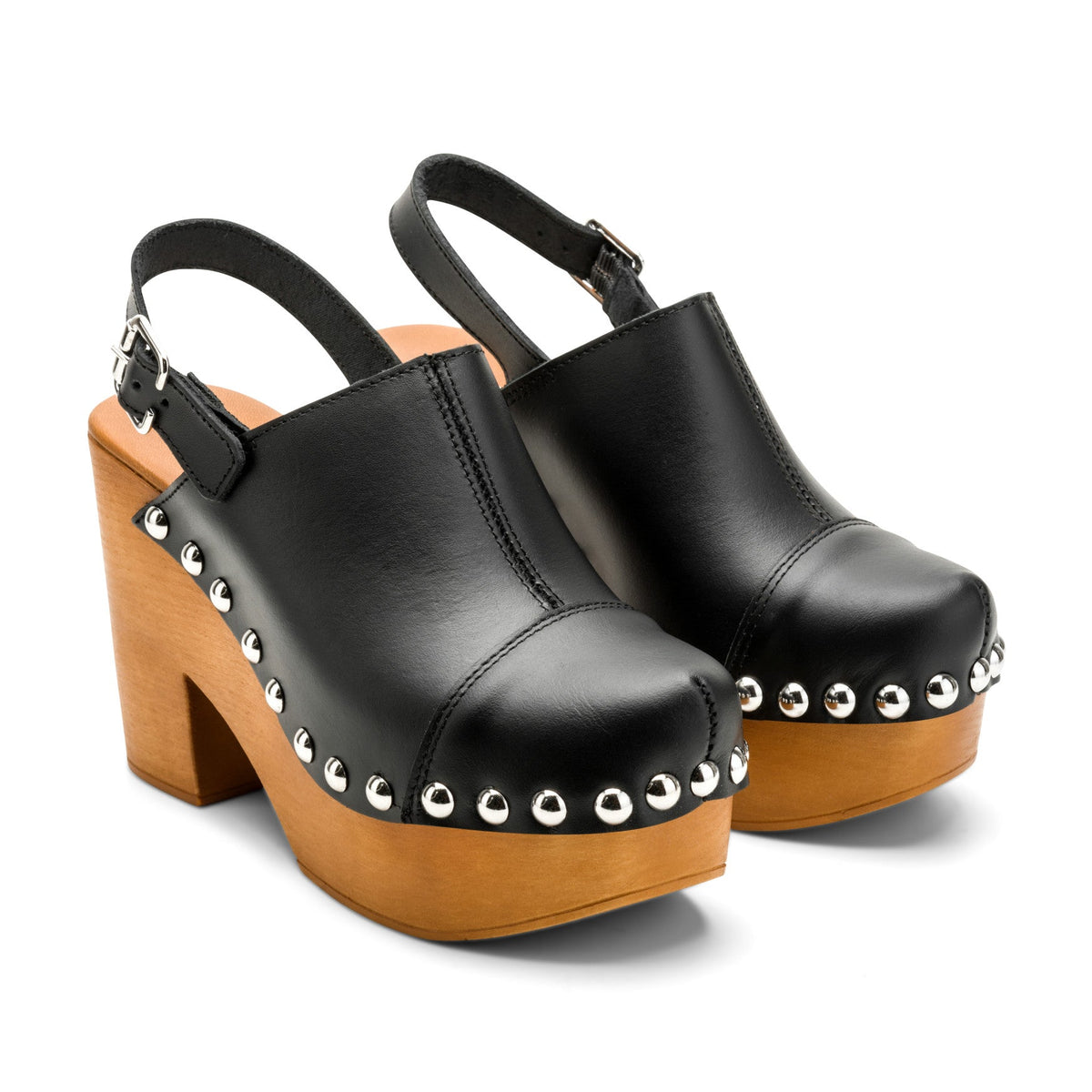 Toyz Studded Leather Slingback Clogs