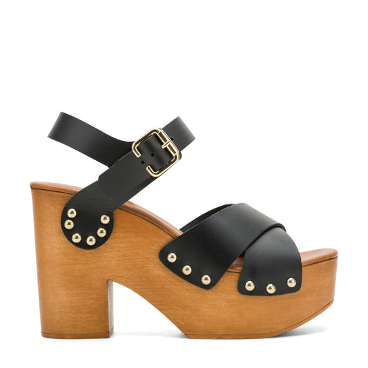 Corts Studded Leather Wedge Sandals